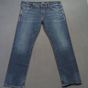 Silver Jeans Men's 40x36 Fits 40x34 Blue Eddie Relaxed Fit Tapered Leg Denim